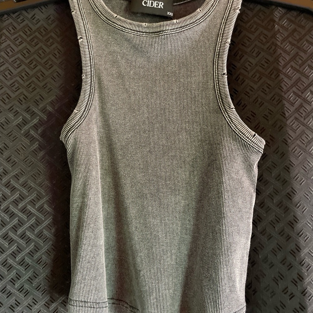 Cider Black and White Striped Tank Top